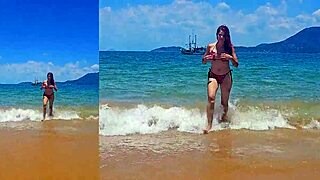 WOW! Monster Cock Fills Busty Redhead Latina Tourist's Big Ass on Brazilian Beach Doggystyle!