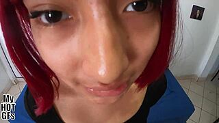 cute redhead teen roommate fucks small cock pov dorm tattooed petite