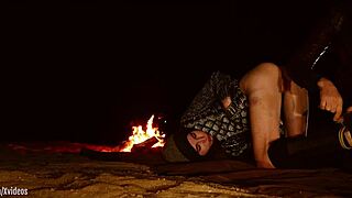 this real virgin anal newbie gets bound outdoors spanked fingered then ass to mouth trained hard in the desert night