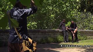 Ever seen a spanish babe gangbanged outdoors for all to watch?