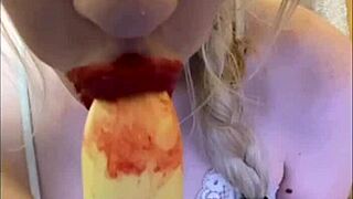 sexy elza kom dances then sucks cock bimbo style!