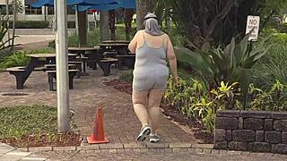 Curvy BBW Milf in Leggings Gets Public Pussy Fingered by Black Stud Before Hardcore Creampie