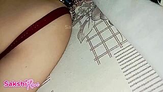 Desi presses stepmom's big tits in bedroom at night