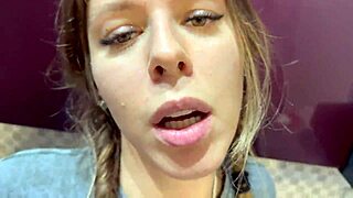 Dormmate Girl Takes Cumshot in Mouth and Hair Kitchen