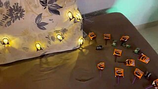 Naughty teen babe with monster cock gives close-up blowjob and cum in mouth on Halloween