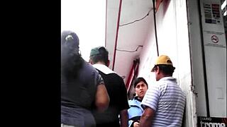 peruvian woman shops for groceries casually