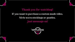 Nippleringlover ties up kinky mom pulls pierced nipples rubs wet pussy on vibrator