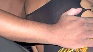 Wife flashes beach block then rides friend's cock car ride, hubby watches her pussy filled with milk
