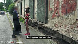 damn petite latina 😍 deepthroats big cock in van then rides rough outdoors!!