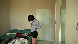Skinny Teen Slut Tries Tight Skirts and Tops Before Pussy Reveal