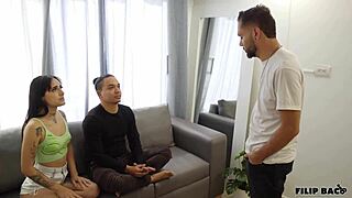 landlord collects rent by double penetrating wife with monster cock in swinging threesome