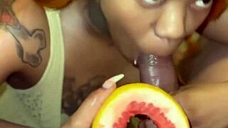 Grapefruit Squeezes Gooch in Monster BBC Deepthroat Cumshot