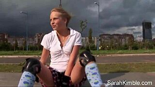 sweet sarah kimble rollerblades naked flashing pussy outdoors