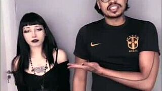 Pawg goth babe rides Qrozne hard in this free interracial scene.