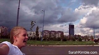 sweet sarah kimble rollerblades naked flashing pussy outdoors