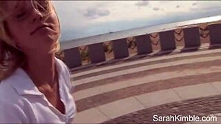 sweet sarah kimble rollerblades naked flashing pussy outdoors