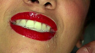 her smile glows right before i cum all over it close up