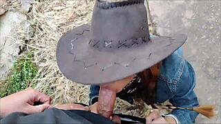 i met this horny blonde babe on the street took her to the jungle where she sucked my cock outdoors like crazy