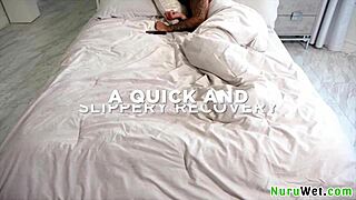 hot busty masseuse lacey jayne and james angel make house call for nuru massage fuck outdoors in truck.