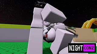 Roblox girl drops panties for eboy's rough titty cock pounding