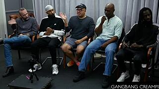 Big Tittied Bubble Butt Blonde Takes Creampie in Wild Gangbang Action