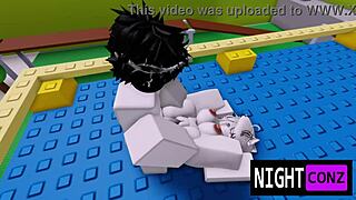Roblox girl drops panties for eboy's rough titty cock pounding