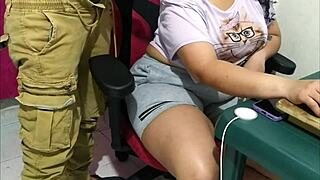 My plump latina neighbor bends over my desk for bareback doggystyle pounding in the office moans everywhere