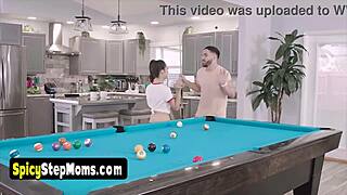 skinny brunette milf gets rough monster cock billiard lesson bent over doggystyle blowjob ass pounding