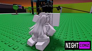 Roblox girl drops panties for eboy's rough titty cock pounding