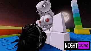Roblox girl drops panties for eboy's rough titty cock pounding