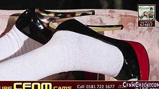 CFNM fetish babe unleashes massive cumshot in femdom humiliation