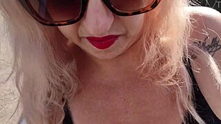 whoa babe, fat blonde milf in miniskirt gets bent over for public bareback pounding on the street! 💦🍑