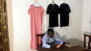 in the fake tailor shop i let him fuck my ass doggystyle with huge cock