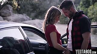 Stranded blonde milf hitchhikes fucks monster cock outdoors