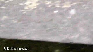 Skinny Granny Bitez Flashes Tattoos Nude in Public Outdoor Exhibition Frenzy?