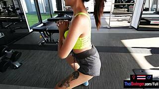 This amateur Thai milf grinds big cock in gym workout to stay fit babe!