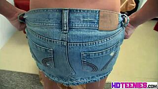 Brooksskye teases rubbing pussy thru jeans strips off to orgasm flashing small tits 😍🔥