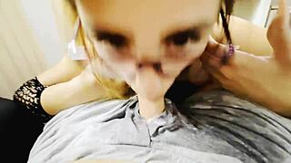 teacher gagging on sloppy deepthroat cock spit lick choke for hot cum load?