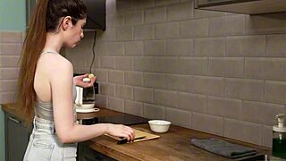 love cock filling me up while cooking breakfast, don't you?