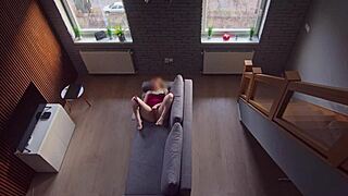 roommate busts me fingering wet pussy in dorm 😏 i keep going while he stares 👀
