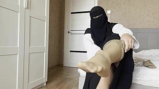 Arab Khalifa's stockings JOI teases stepson hard