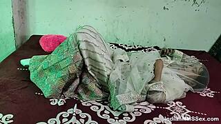 Skinny Indian Wife's Shaved Pussy Takes Hard Wedding Night Fuck