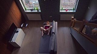 roommate busts me fingering wet pussy in dorm 😏 i keep going while he stares 👀