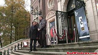 dutch brunette hooker with natural tits bent over doggystyle by client