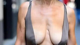 busty milfs bounce massive natural tits braless outdoors public compilation seven