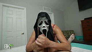 ghostface roleplay handjob gets sloppy this halloween part one