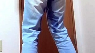 A Desperate Girl Soaks Her Tight Jeans Peeing While Bro Hogs The Bathroom Door!