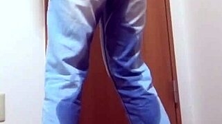 A Desperate Girl Soaks Her Tight Jeans Peeing While Bro Hogs The Bathroom Door!