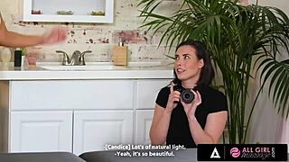 we two lesbian beauties fuck scissoring in our new massage parlor