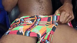 Amateur strokes his massive african bbc in homemade solo session.